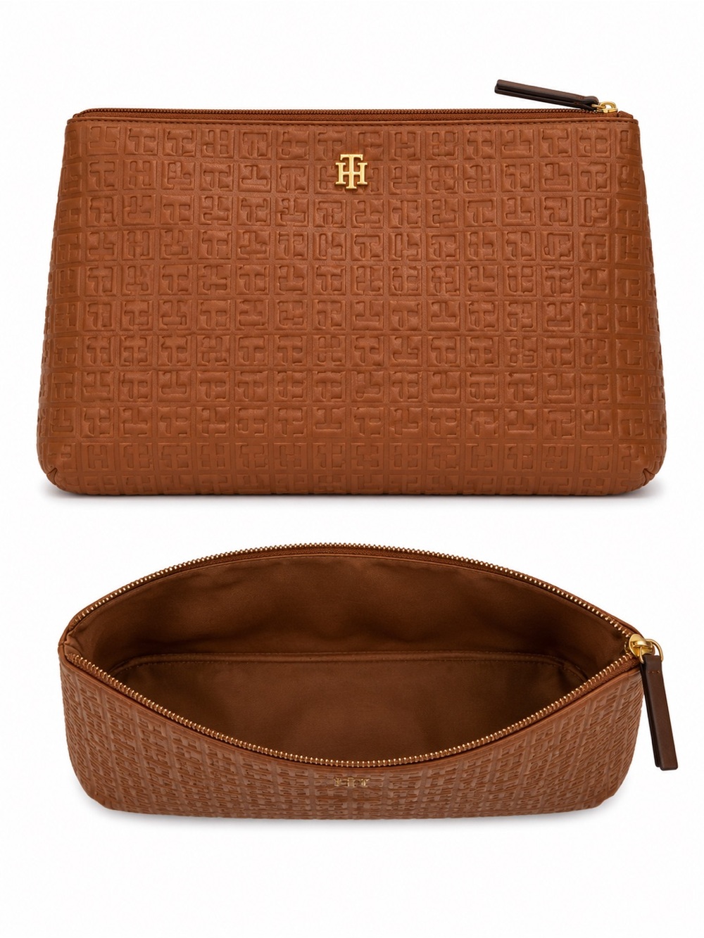 Tommy Hilfiger Embossed Zip Pouch - Brown